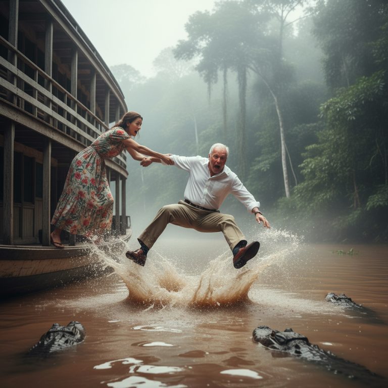 “Baja al río con los cocodrilos”, me susurró mi nuera mientras me empujaba al río Amazonas.