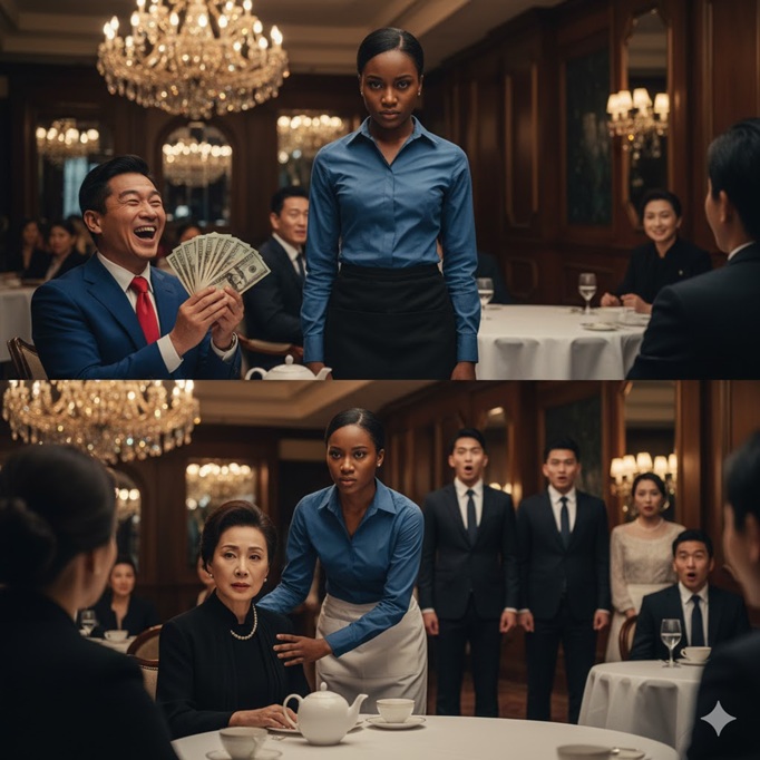 “TE DARÉ 100.000 DÓLARES SI ME SIRVES EN CHINO” — EL MILLONARIO SE BURLÓ… Y LA CAMARERA NEGRA QUE HABLABA 9 IDIOMAS LO DEJÓ EN SILENCIO