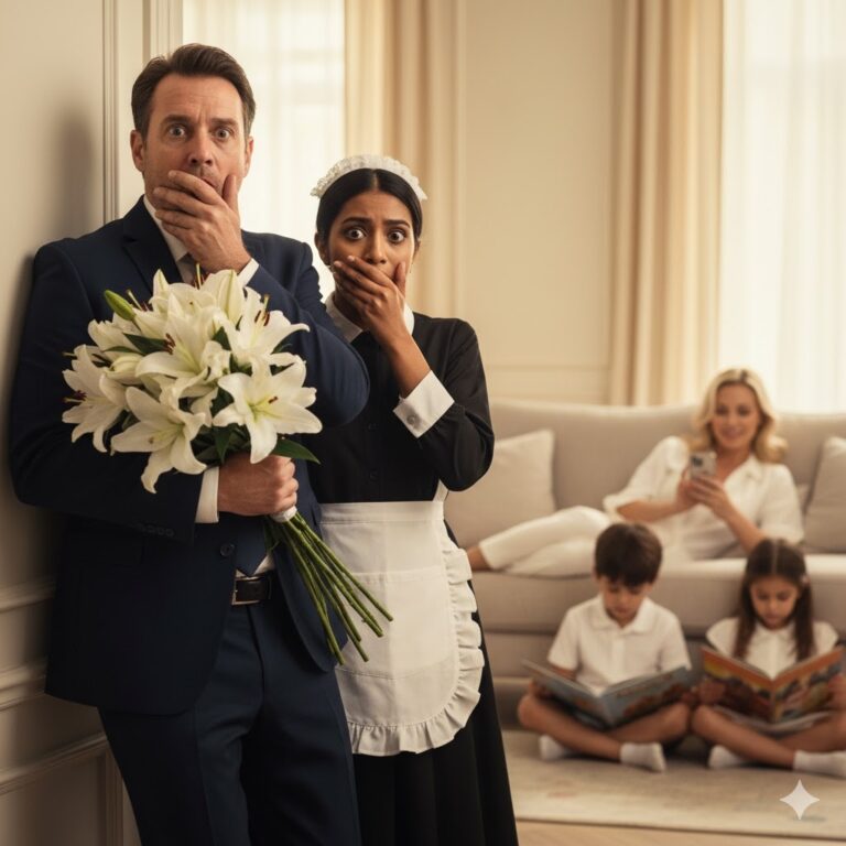 El multimillonario llegó a casa antes de lo previsto… y la criada susurró “Guarde silencio”. Lo que descubrió te dejará sin aliento.