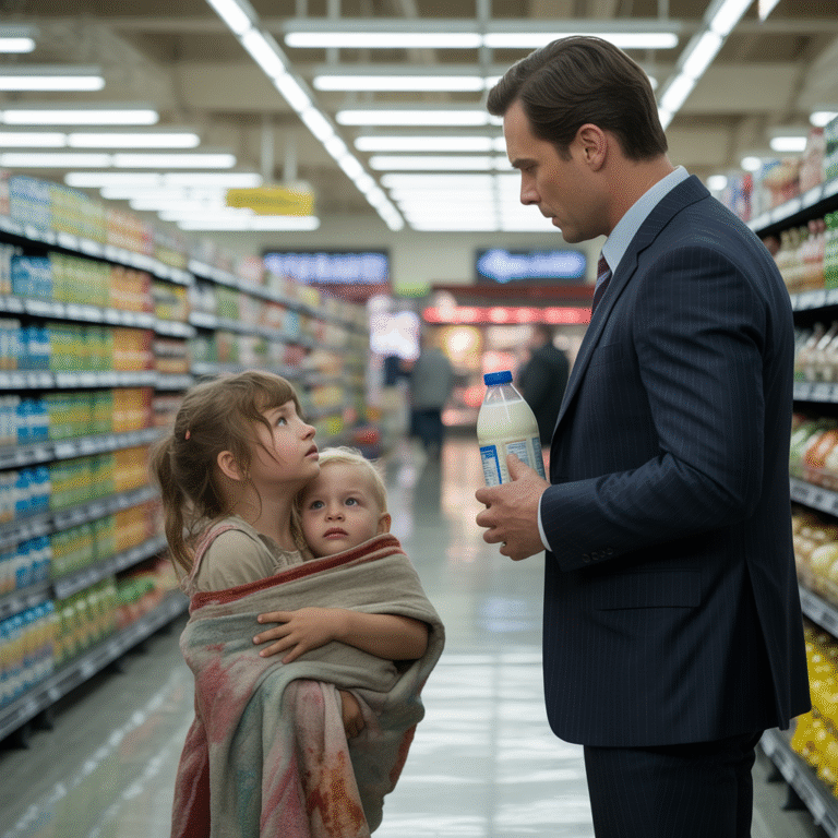 La niña abrazó a su hermano menor y rogó por leche; lo que hizo el empresario millonario cambió su vida para siempre.