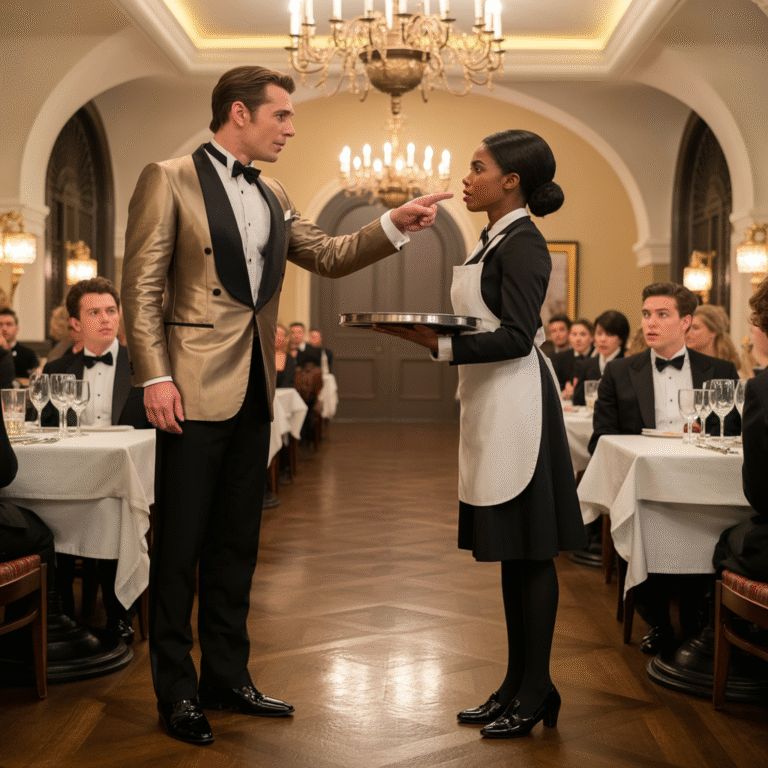 “¡Arrodíllate y límpiame los zapatos ahora mismo!”, le gritó el multimillonario a la camarera negra, pero su respuesta lo dejó atónito…