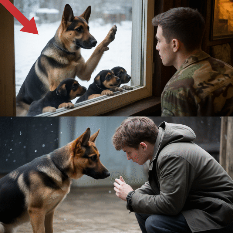 Una mamá pastora alemana lleva a sus cachorros a la cabaña de un marine a -50 °C. ¿Qué pasó después?