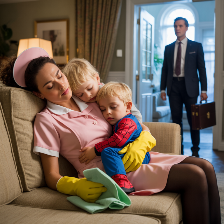 Iba a Despedir a la Criada, Pero se Congeló al Verla Durmiendo en el Suelo con sus Gemelos….