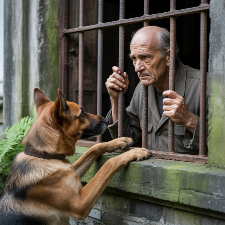 Pastor alemán callejero halla a un anciano en un sótano — lo que pasa impacta a todos.