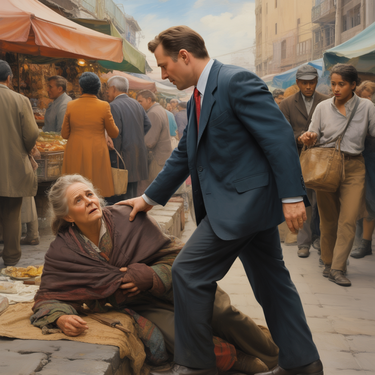 A Millionaire Kicked a Poor Beggar in the Market, Not Knowing She Was the Lost Mother He Had Been Searching…