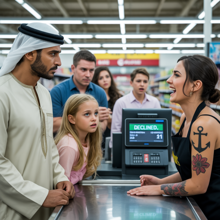 La tarjeta del jeque multimillonario fue rechazada — lo que hizo la hija de la empleada sorprendió