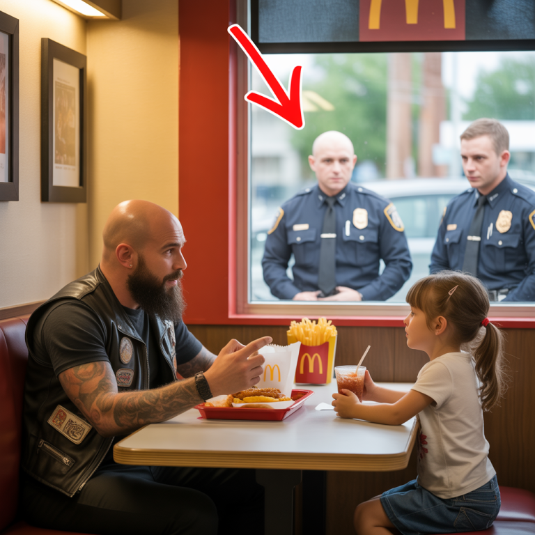 Cada sábado, un imponente motociclista se reúne con una niña en un McDonald’s, pero hoy, el gerente finalmente llamó a la policía