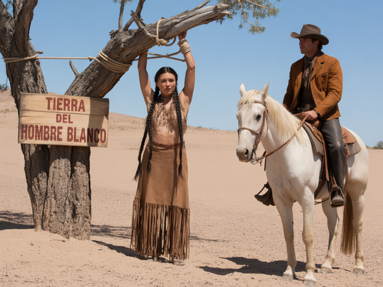 Ranchero Silencioso Encontró a una Joven Comanche Colgada de un Árbol con un Letrero que Decía …