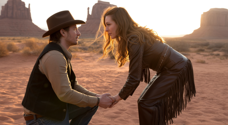 “¡Déjame tocarte ahí!!!” pidió el vaquero humilde — La gigante apache sonrió de vuelta…