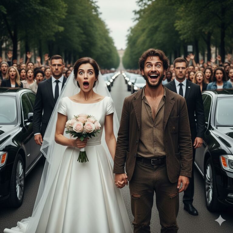 Tenía 35 años cuando me casé con un mendigo — toda mi familia se burló de mí, los vecinos me ridiculizaron… hasta que llegó una procesión de autos de lujo que dejó a todos en silencio.