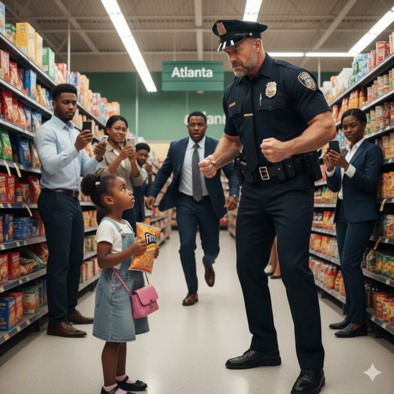 Un policía racista acusó a una niña negra de 8 años de robar en un supermercado — cinco minutos después, su padre, el director general, llegó y el agente se quedó blanco del susto…