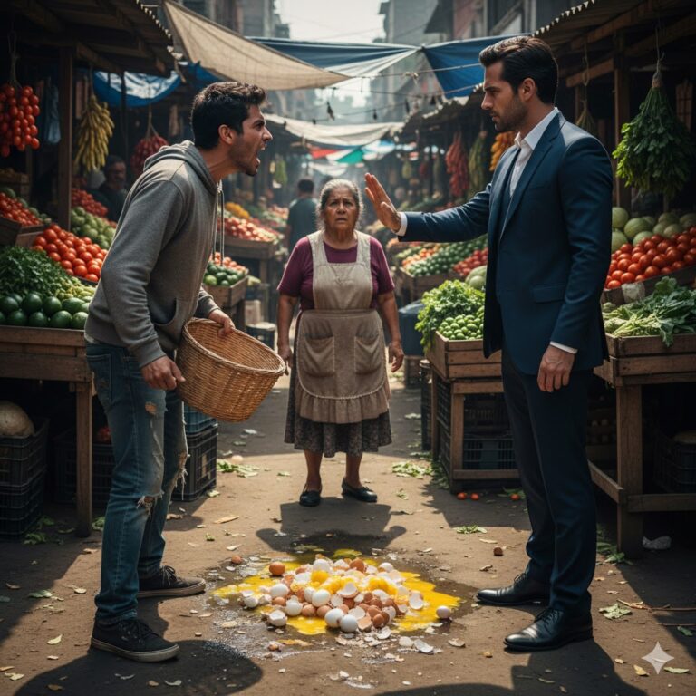 Una anciana fue enfrentada por un alborotador en el mercado campesino — Pero cuando un desconocido con traje bajó de su camioneta, todos guardaron silencio