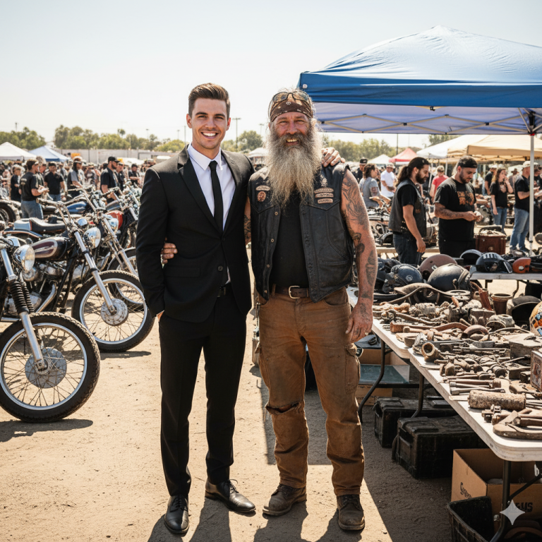El motociclista que me crió no era mi padre; era un viejo mecánico mugriento que me encontró durmiendo en su contenedor de basura, detrás de su taller, cuando tenía catorce años.
