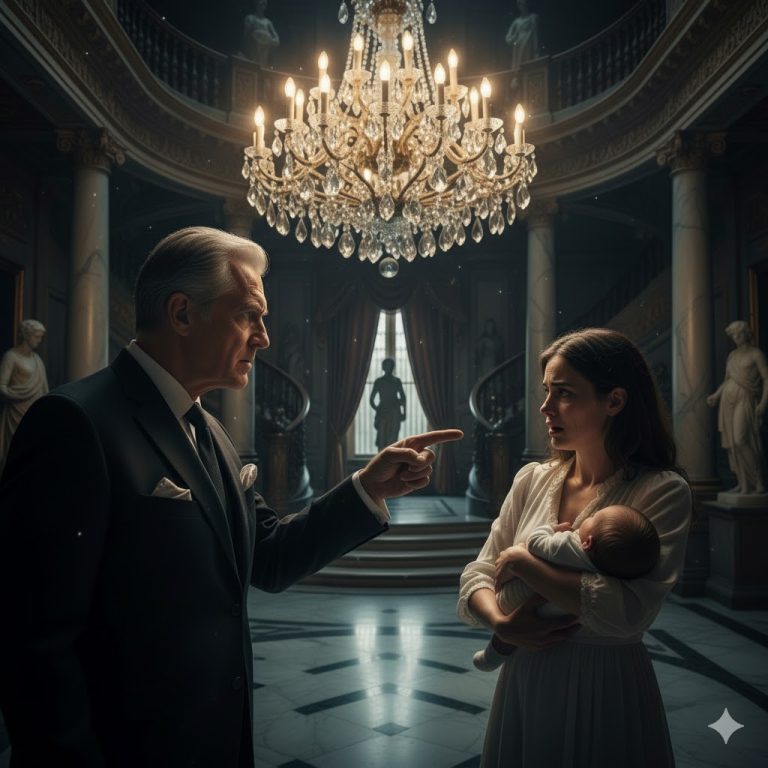 “Él no es mi hijo”, declaró fríamente el millonario, su voz resonando en el vestíbulo de mármol. “Prepara tus cosas y vete. Los dos.” Señaló la puerta. Su esposa abrazó con fuerza a su bebé, con lágrimas llenándole los ojos. Pero si tan solo él hubiera sabido…