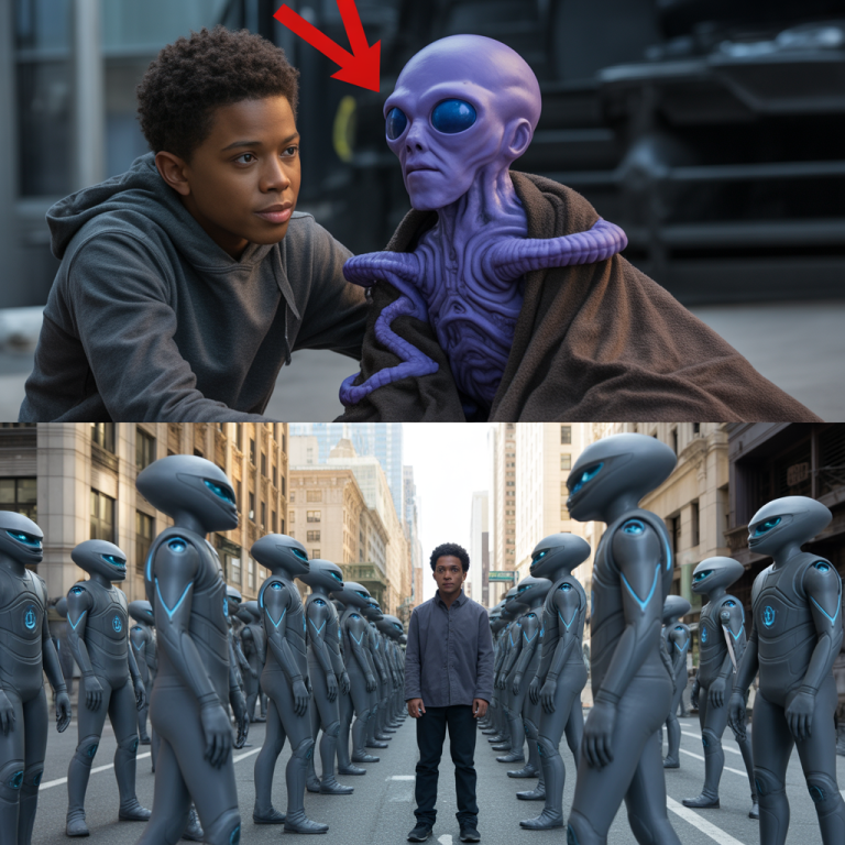 “Un niño sin hogar le da su única manta a un alienígena moribundo — Al día siguiente, 200 guerreros alienígenas aparecen.”