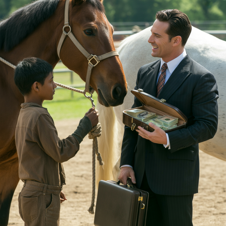 8 millones si ganas a mi mejor caballo… dijo el millonario al niño humilde pero él sorprendió…