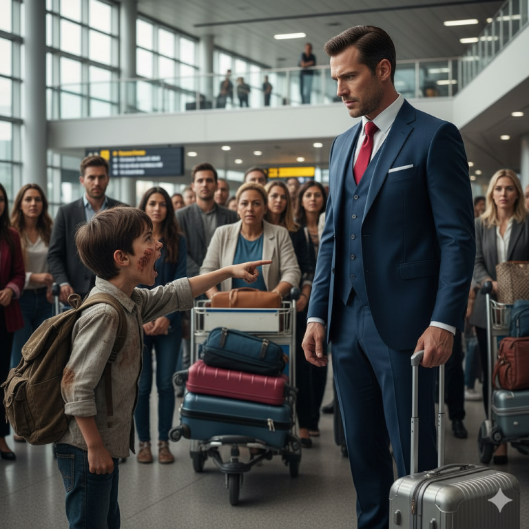 “¡No subas al avión! ¡Va a explotar!” –A Gritó un niño sin hogar a un empresario rico, y la verdad dejó a todos sin palabras…