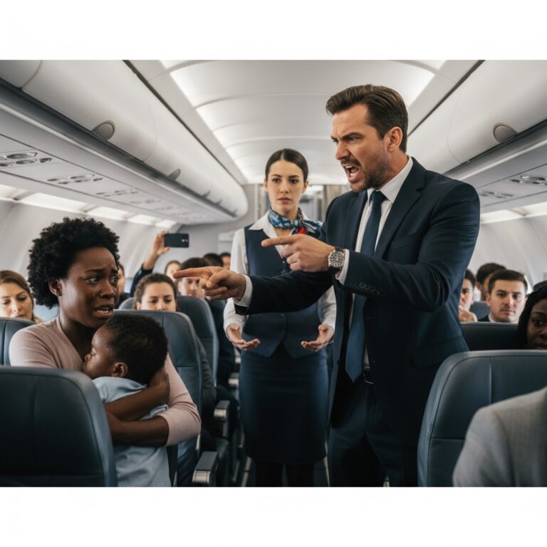 Azafata abofetea a una madre negra con su bebé, pero nadie interviene. El CEO lo ve y hace algo que avergüenza a todo el avión…