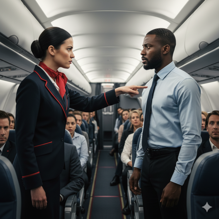 A un CEO negro le negaron el asiento de primera clase — cuando el avión aterrizó, hizo algo que dejó en shock a toda la tripulación