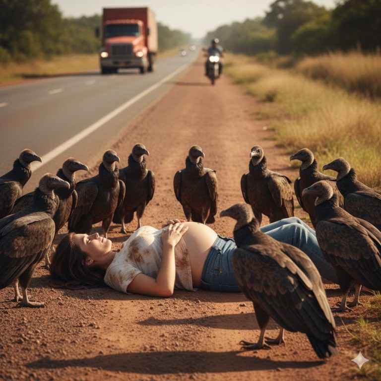 Camionero solitario ve EMBARAZADA DESMAYADA abandonada para los buitres… y él hace esto…
