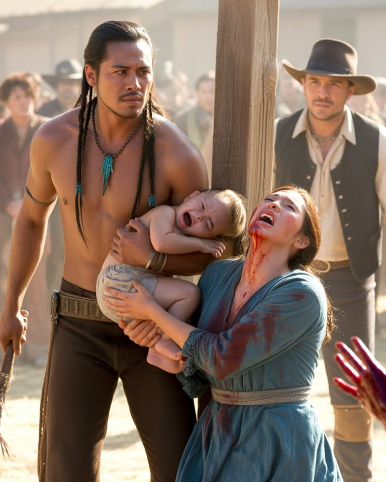 El marido golpeó a la joven gorda en público — hasta que un apache gigante le quitó el bebé de las…