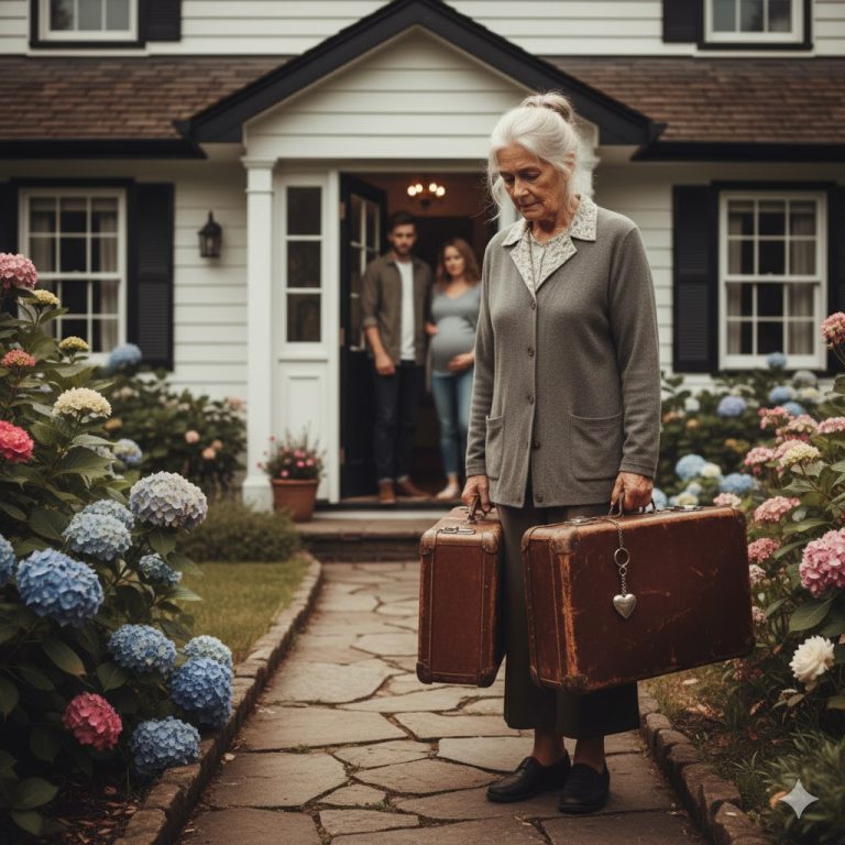 La mañana era gris y silenciosa, salvo por el suave golpe de dos pesadas maletas en el sendero del jardín.