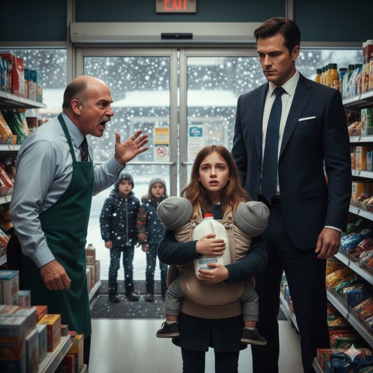 Una niña fue expulsada de una tienda por robar una caja de leche para sus dos hermanitos — hasta que un millonario
