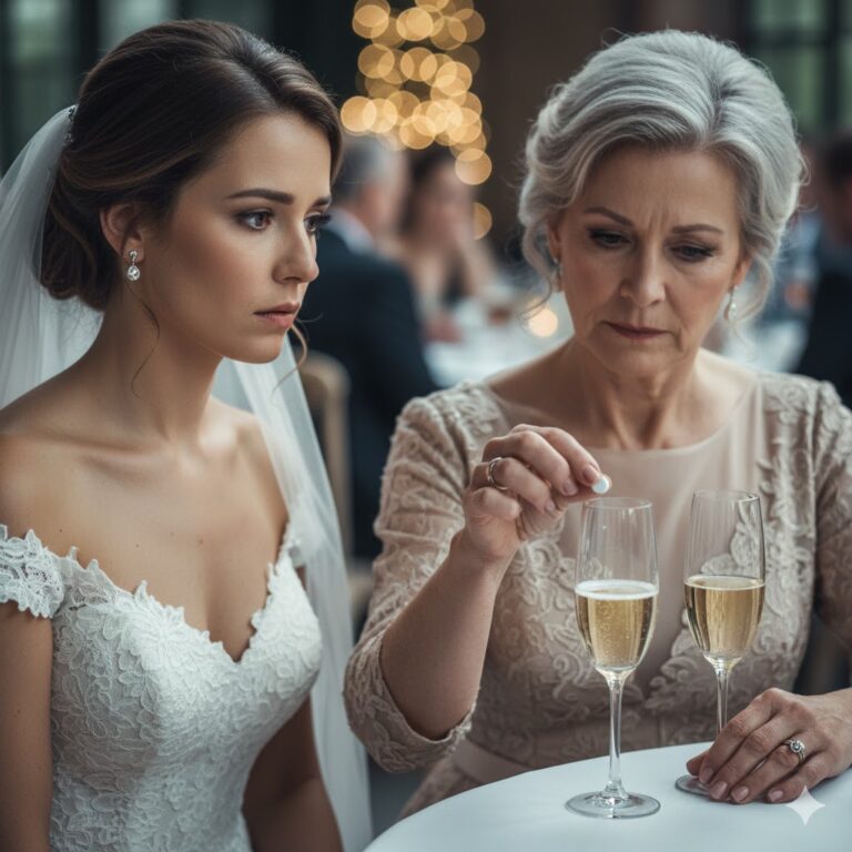 En la recepción de mi boda, mi suegra puso algo en mi champaña… así que intercambié las copas.