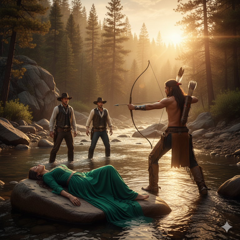 TRES HOMBRES LA ACORRALARON JUNTO AL RÍO… PERO UN GUERRERO APACHE APARECIÓ ANTES DEL PRIMER GOLPE..