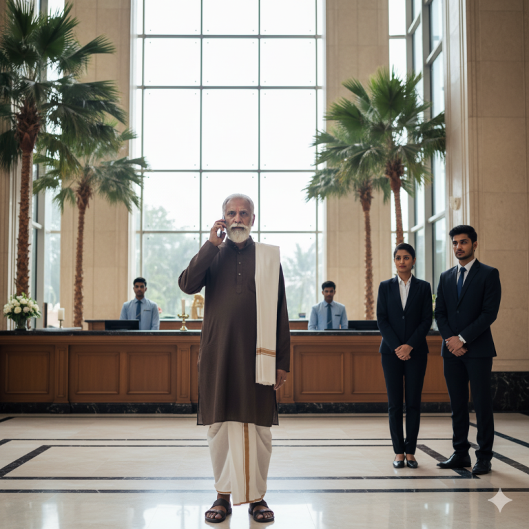 Un campesino entra en un lujoso hotel, despreciado – hasta que saca su teléfono y todos se arrepienten…