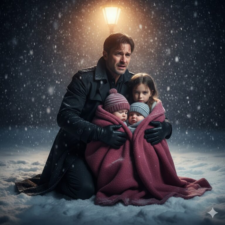 Un joven multimillonario rescata a una niña inconsciente que sostiene a gemelos en un parque helado.