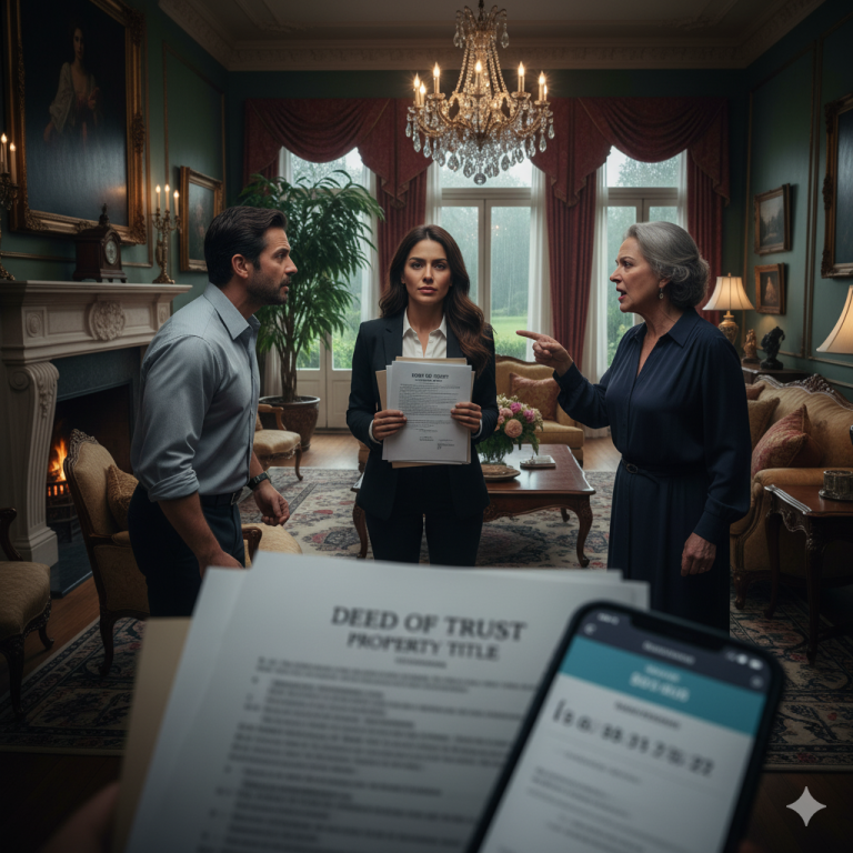 “Mi esposo y mi suegra me acorralaron en la sala, convencidos de que podían echarme de la casa que heredé de mi padre. Me amenazaron con el divorcio, me dijeron que podían quedarse ellos dos juntos, como si su relación enfermiza fuera lo más normal del mundo. Lo que no sabían es que esa misma casa, la joya de dos millones de dólares que tanto presumían, ya estaba a mi nombre. Y ese día, mientras ellos planeaban mi ruina, yo preparaba la bomba que iba a destruir su pequeño imperio de mentiras.”