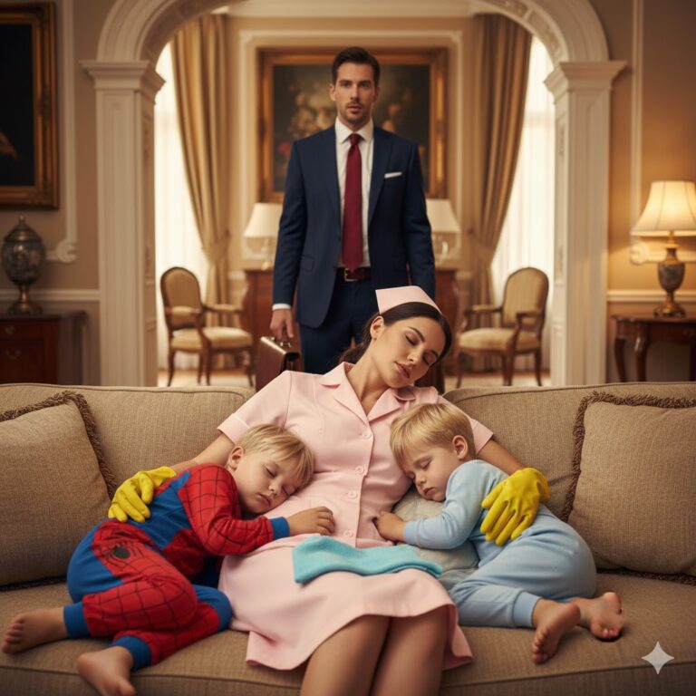 Iba a Despedir a la Criada, Pero se Congeló al Verla Durmiendo en el Suelo con sus Gemelos….