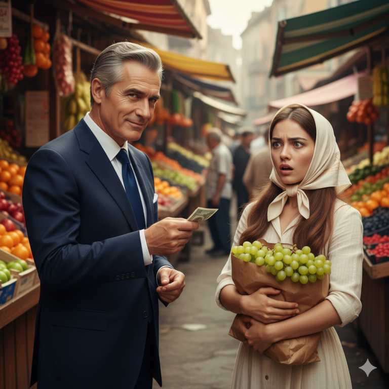 Millonario paró por uvas… pero quedó encantado con la hermosa vendedora.