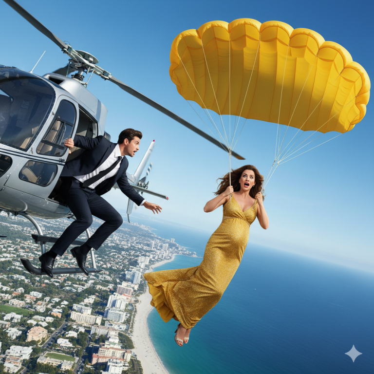 El esposo empuja a su esposa embarazada y multimillonaria desde un helicóptero para quedarse con la herencia,a pero inesperadamente ella ya estaba preparada…