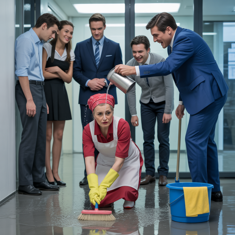 Se disfrazó de limpiadora y la humillaron… sin saber que era la madre del CEO