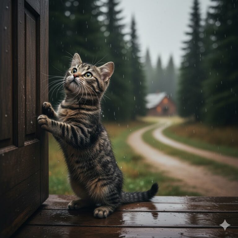 En un día lluvioso, un gato callejero arañaba las puertas de la casa de un anciano y maullaba con fuerza; cuando el hombre abrió la puerta y finalmente entendió la razón del extraño comportamiento del gato, quedó completamente impactado.