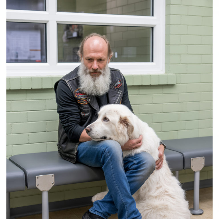 Un motociclista encontró a este perro encadenado a un puente con una nota.