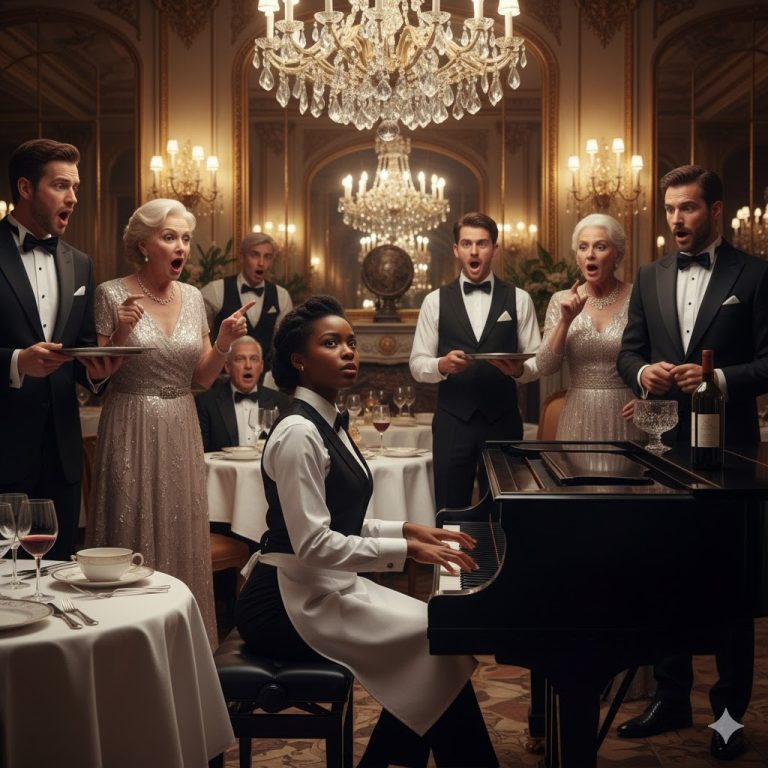 El hombre rico obligó a la camarera negra a tocar el piano para burlarse de ella, pero cuando sus dedos tocaron las teclas, todos en la habitación se quedaron sin palabras… 😲😲😲