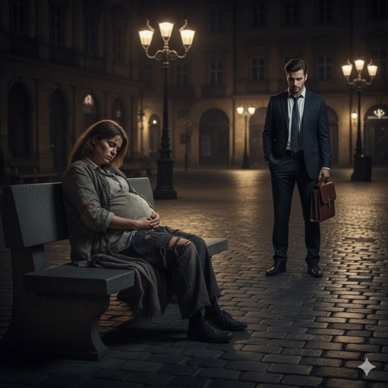 Estaba ahí embarazada de 7 meses durmiendo en el banco ….