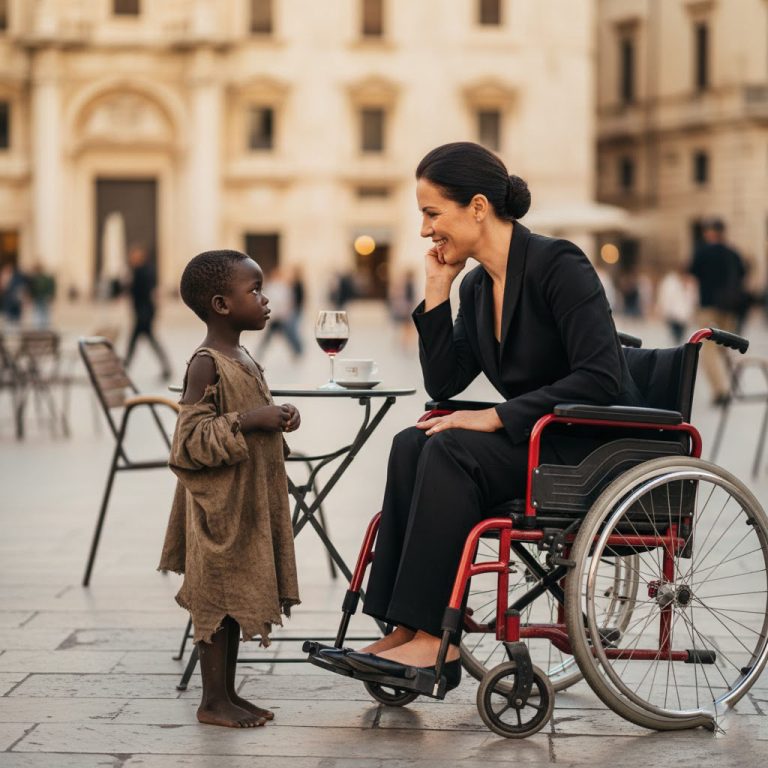 El niño negro pobre le preguntó a la millonaria paralizada: “¿Puedo curarla a cambio de esa comida sobrante?” Ella sonrió – y entonces todo cambió…