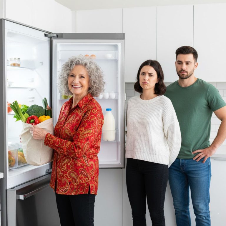 “Cada domingo, mi suegra llegaba y se llevaba toda la comida del refrigerador. Cuando me quejé con mi esposo, se enojó y me llamó egoísta. Pero al día siguiente escondí un ‘regalo’ en la nevera… y cuando ella lo abrió, gritó, se desmayó, y mi esposo… cayó de rodillas, llorando y pidiéndome perdón.”