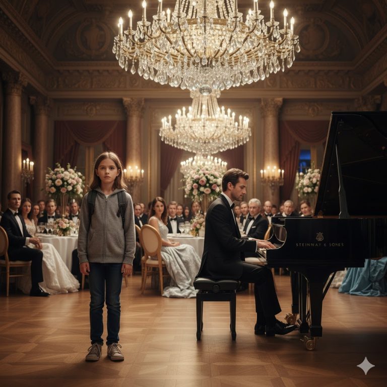 « Puis-je jouer pour une assiette de nourriture ? » Le moment où une fillette affamée de 12 ans s’est assise au piano — et a réduit au silence une salle remplie de millionnaires