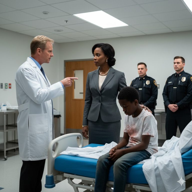 Un médico racista se negó a tratar al hijo de una directora ejecutiva negra, diciendo con desdén: “Este hospital de élite no es para negros pobres”, antes de llamar a seguridad para que los sacaran. Pero solo unas horas después, la verdad sobre quién era ella realmente hizo que todo el hospital se desmoronara en estado de shock.