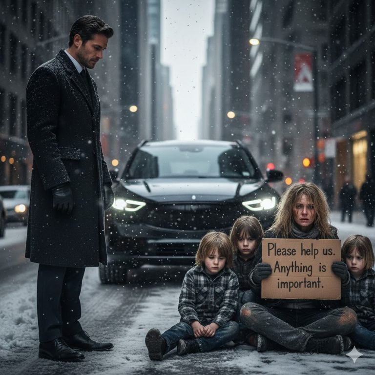 “Un millonario vio a su exnovia pidiendo limosna en la calle con tres niños que se parecían mucho a él — lo que sucedió a continuación te romperá el corazón”.