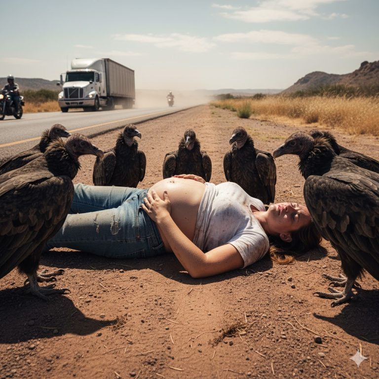 Camionero solitario ve EMBARAZADA DESMAYADA abandonada para los buitres… y él hace esto…