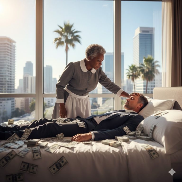 Un CEO adinerado fingió dormir sobre una pila de dinero para poner a prueba a su sirvienta negra pobre; luego, quedó atónito por lo que ella hizo…