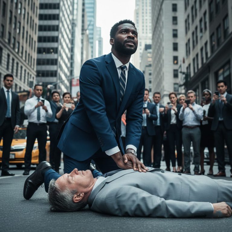 “Un hombre negro perdió la entrevista para el trabajo de sus sueños por salvar a un extraño moribundo en las calles de Nueva York. Justo cuando pensaba que todo estaba perdido, al día siguiente, el hombre que había salvado resultó ser el CEO de la compañía a la que había postulado — y fue a su casa…”