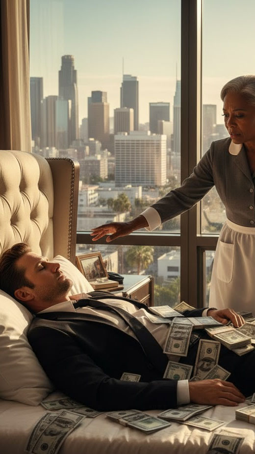 Un CEO adinerado fingió dormir sobre una pila de dinero para poner a prueba a su sirvienta negra pobre; luego, quedó atónito por lo que ella hizo…