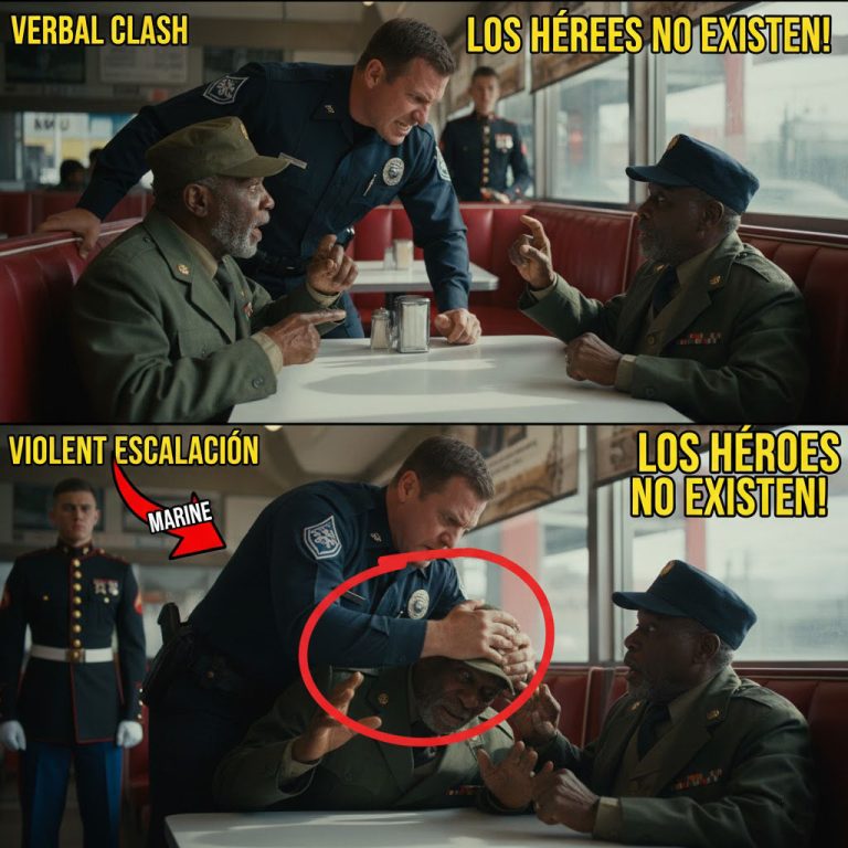 Policía abofetea a dos veteranos… una hora después entra un marine al restaurante